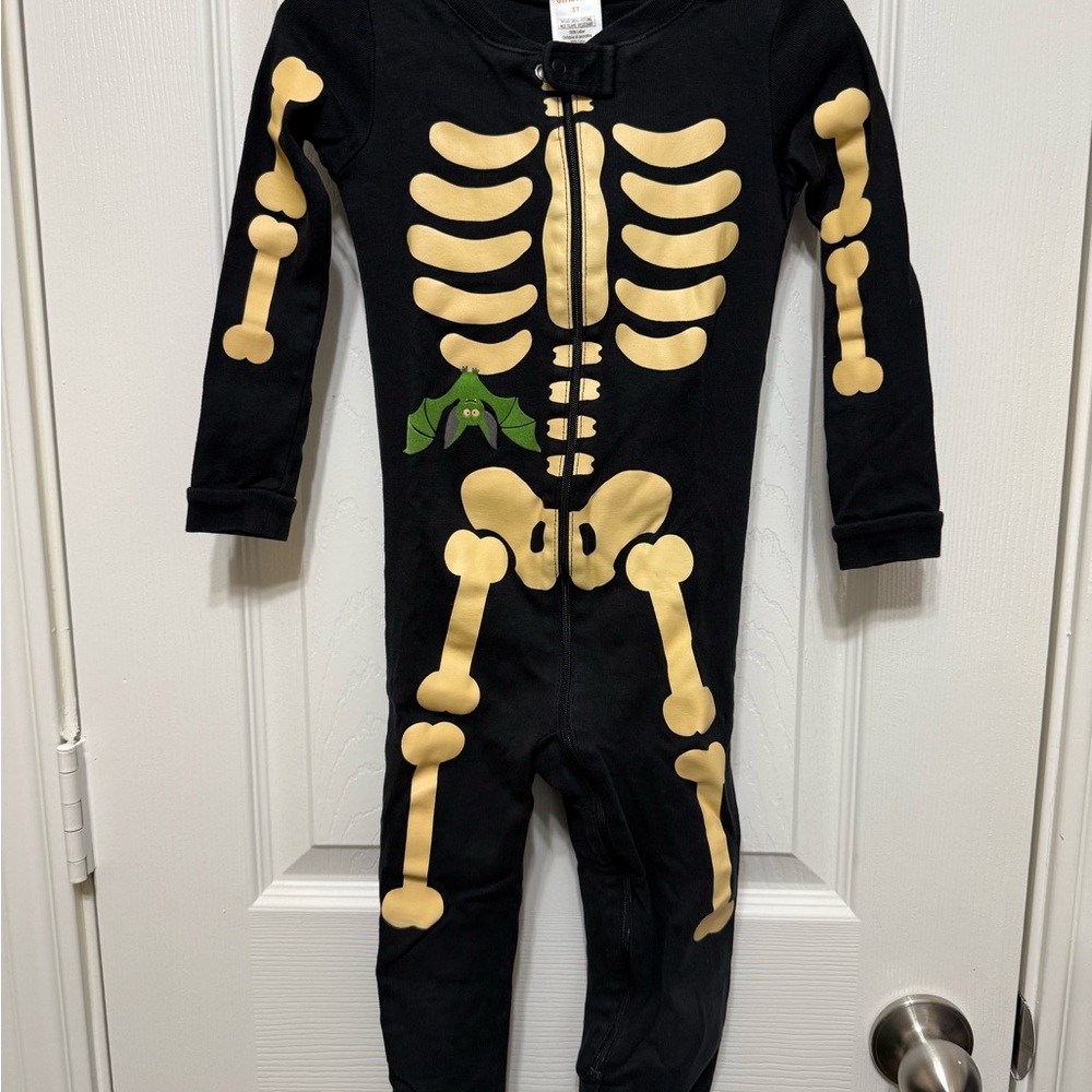 Gymboree Black Onesie with Yellow Skeleton Design